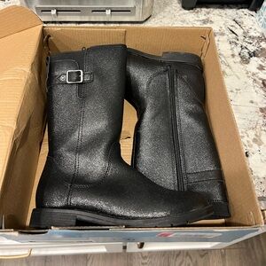 Stride Rite Little Girls Tall Black Boots Size 12 in box